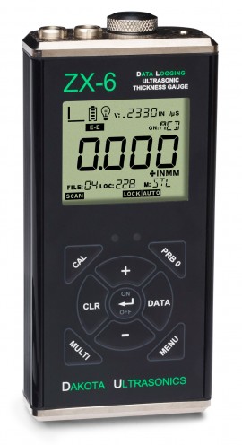 Dakota Ultrasonics ZX-6 DL Data Logging Ultrasonic Multi-Echo Thickness Gauge, 32Mb