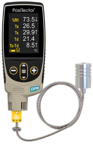 DeFelsko DPMS3 PosiTector Advanced Dew Point Meter with Built-in Probe and Cabled Surface Temperature Sensor