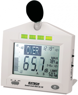 Extech SL130W-NIST sound level alert with alarm, 30 to 130 dB, with traceable calibration certificate