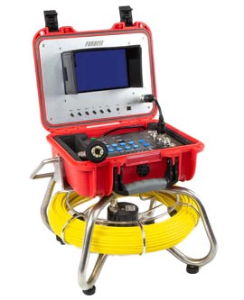 Forbest FB-PIC3188XX-130-C23DT sewer/drain camera, self-leveling, transmitter, meter counter, lay-flat, 130' cable