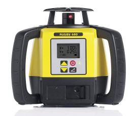 Leica 6006007 Rugby 680 Rotating Laser with Rod Eye 140 and alkaline battery pack