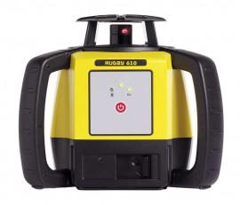 Leica 6008614 Rugby 610 Rotating Laser with Rod Eye 140 and alkaline battery pack