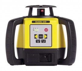 Leica 6011154 Rugby 640 Rotating Laser with Rod Eye 120 and alkaline battery pack