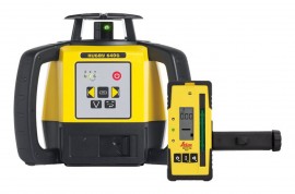 Leica 6011486 Rugby 640G Green Beam Rotating Laser with Rod Eye 120G and alkaline battery pack