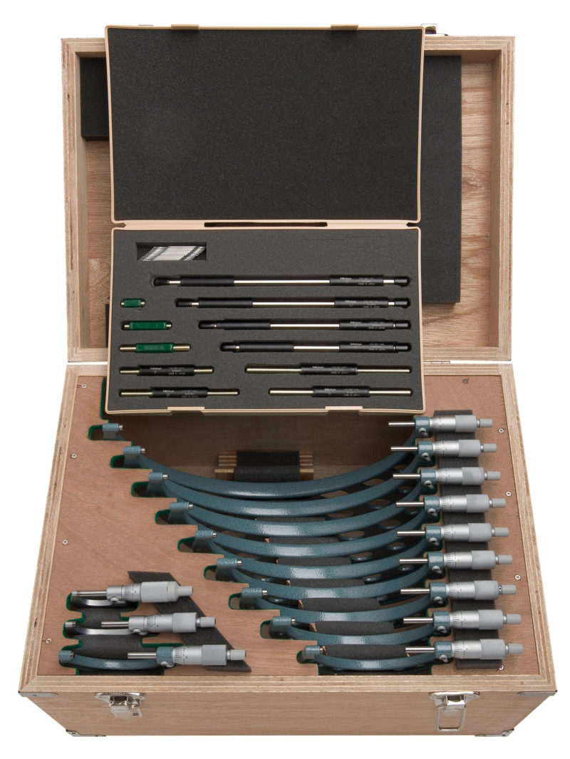 Mitutoyo 103-905-10 Series 103 Outside Micrometer Economy Design Kit with ratchet stop, 0 to 12 in, 0.001 in