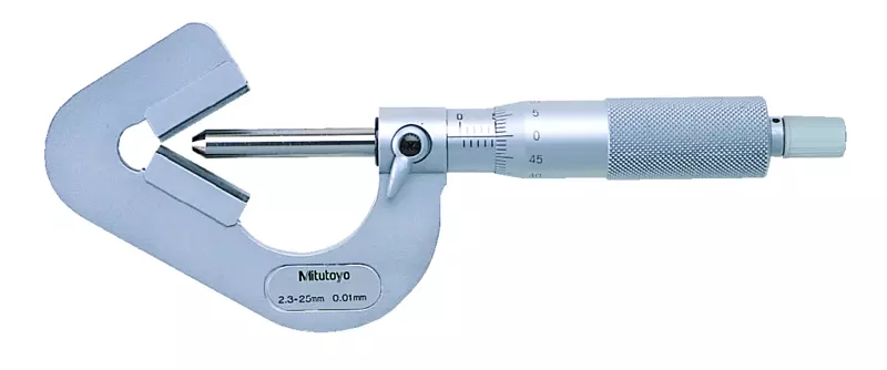 Mitutoyo 114-204 3 Flute V-Anvil Micrometer, 2.3 to 35 mm