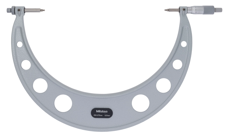 Mitutoyo 124-183 Series 124 Interchangeable Ball Anvil Gear Tooth Micrometer, 250 to 275 mm, ±7 μm