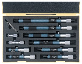 Mitutoyo 133-902 Tubular Vernier Inside Micrometer, 50-300mm Range, 0.01mm Graduation, 10 Piece Set