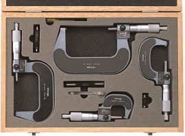 Mitutoyo 193-902 outside micrometer set, 0 to 100 mm, .01 mm