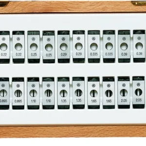 Mitutoyo 313-101 3-Wire Thread Measuring Set for 6.35 mm diameter spindle, 18 pairs