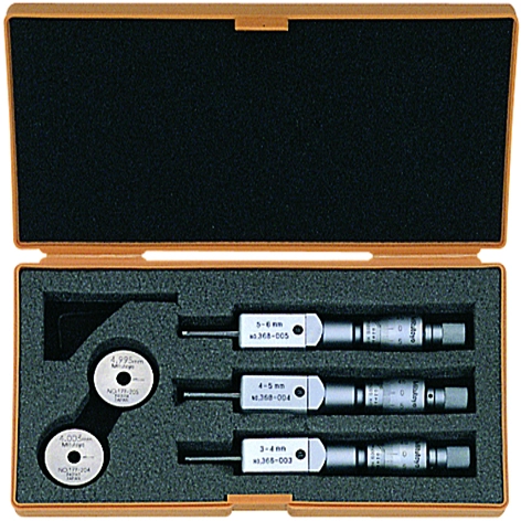 Mitutoyo 368-907 Holtest Micrometer Set, 2-point, 3 to 6 mm