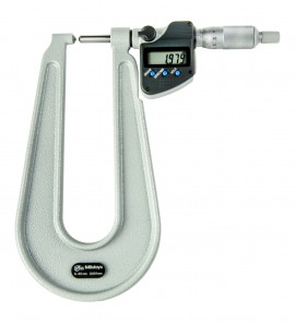 Mitutoyo 389-271-32 Series 389 Sheet Metal Digital Micrometer, 0 to 25 mm, 160 mm Throat