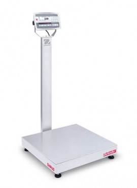 Ohaus D52XW125WQV8 Defender 5000 Column-Mount Washdown Bench Scale, 250 lbs, 24 x 24" platform
