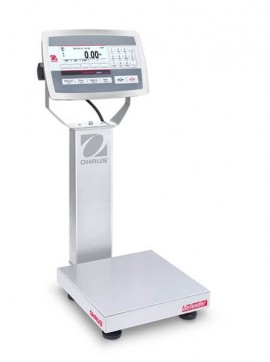 Ohaus D52XW2WQS6 Defender 5000 Column-Mount Washdown Bench Scale, 5 lbs, 10 x 10" platform