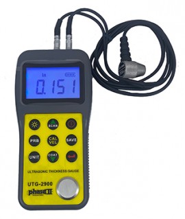 Phase II UTG-2900 Ultrasonic Thickness Gauge with echo-echo probe, 0.118 to 2.35 in, 3280 to 32,805 ft/s