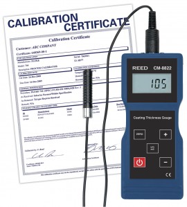 REED CM-8822-NIST Coating Thickness Gauge, 0 to 40 mils (0 to 1000 µm), with Traceable Calibration Certificate