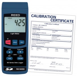 REED R8100SD-NIST Data Logging Light Meter, Includes Traceable Calibration Certificate