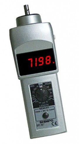 SHIMPO DT-107A-12KMW contact tachometer with 12" circumference aluminum knurled measuring wheel