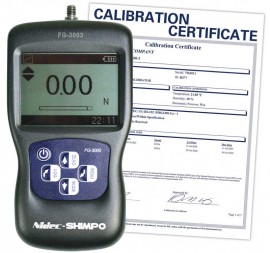 Shimpo FG-3009 digital force gauge/data logger, 220 lbs, with traceable calibration certificate