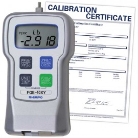Shimpo FGE-10XY digital force gauge, 10lb/5.000kg/50.00N, with traceable calibration certificate