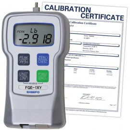 Shimpo FGE-1XY digital force gauge, 16oz/1lb/500.0g/5.000N, with traceable calibration certificate