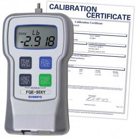 Shimpo FGE-50XY digital force gauge, 50lb/20.00kg/200.0N, with traceable calibration certificate