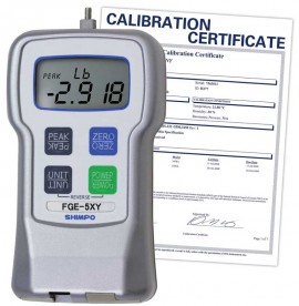 Shimpo FGE-5XY digital force gauge, 5lb/2.000kg/20.00N, with traceable calibration certificate
