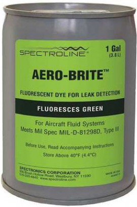 Spectroline NDT SP-8609-0100 Aero-Brite universal fluorescent leak detection dye, NSN 6820-01-386-8609, 1 gal (4 L)